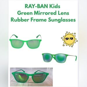 RAY-BAN KIDS Unisex Green Mirrored Lens Rubber Frame Sunglasses – (Retired)